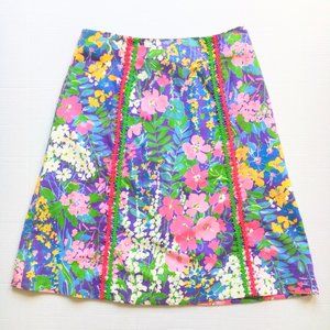 Vintage Florida Floral A-Line Beachy Skirt M